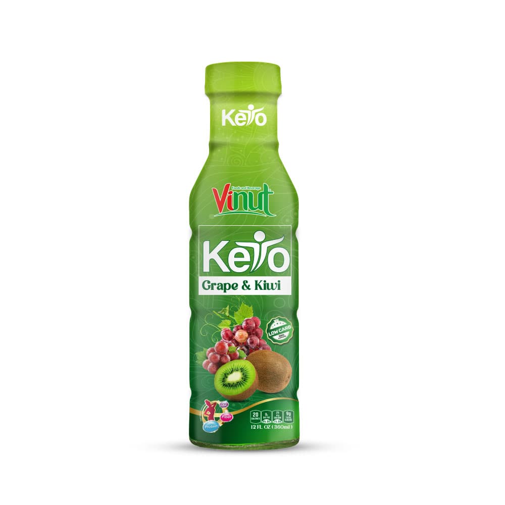 VINUT Kejo Keto Grape Kiwi Juice Drink, Low Carb, PET Bottle, 12 fl oz (360 mL)
