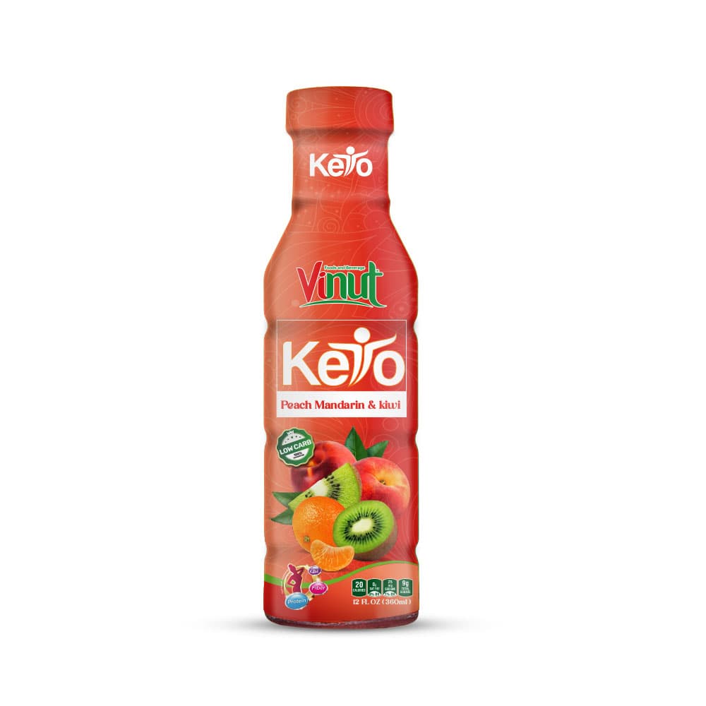 VINUT Kejo Keto Peach Mandarin Kiwi Juice Drink, Low Carb, PET Bottle, 12 fl oz (360 mL) view 1