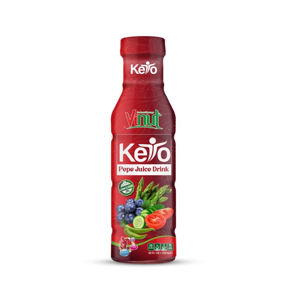 VINUT Kejo Keto Pepe Juice Drink, Low Carb, PET Bottle, 12 fl oz (360 mL)