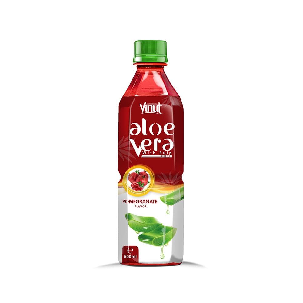 Vinut Aloe Vera Drink, Pomegranate Flavor, With Pulp, PET Bottle, (500 mL)