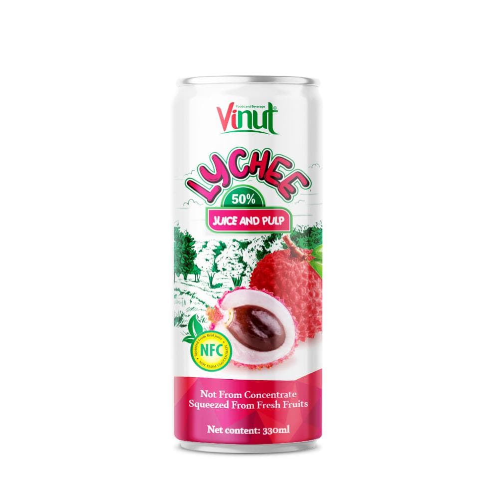330ml VINUT Lychee Juice Drink with Pulp (50% Juice) Fresh-Squeezed Fruit