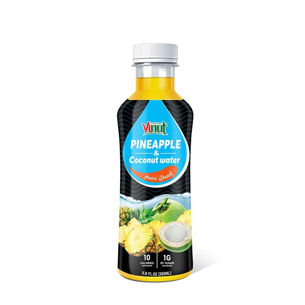 VINUT Pineapple & Coconut water Juice Drink, 10 Calories 1G of Sugar, PET Bottle, 11.8 FL OZ (350ML)