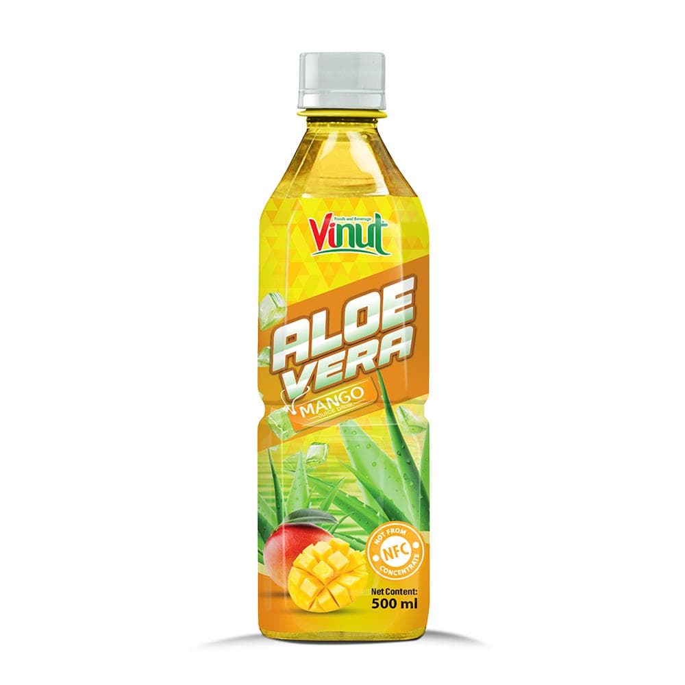 Vinut Aloe Vera Drink, Mango Flavor, NFC Not From Concentrate, PET Bottle, (500 mL)