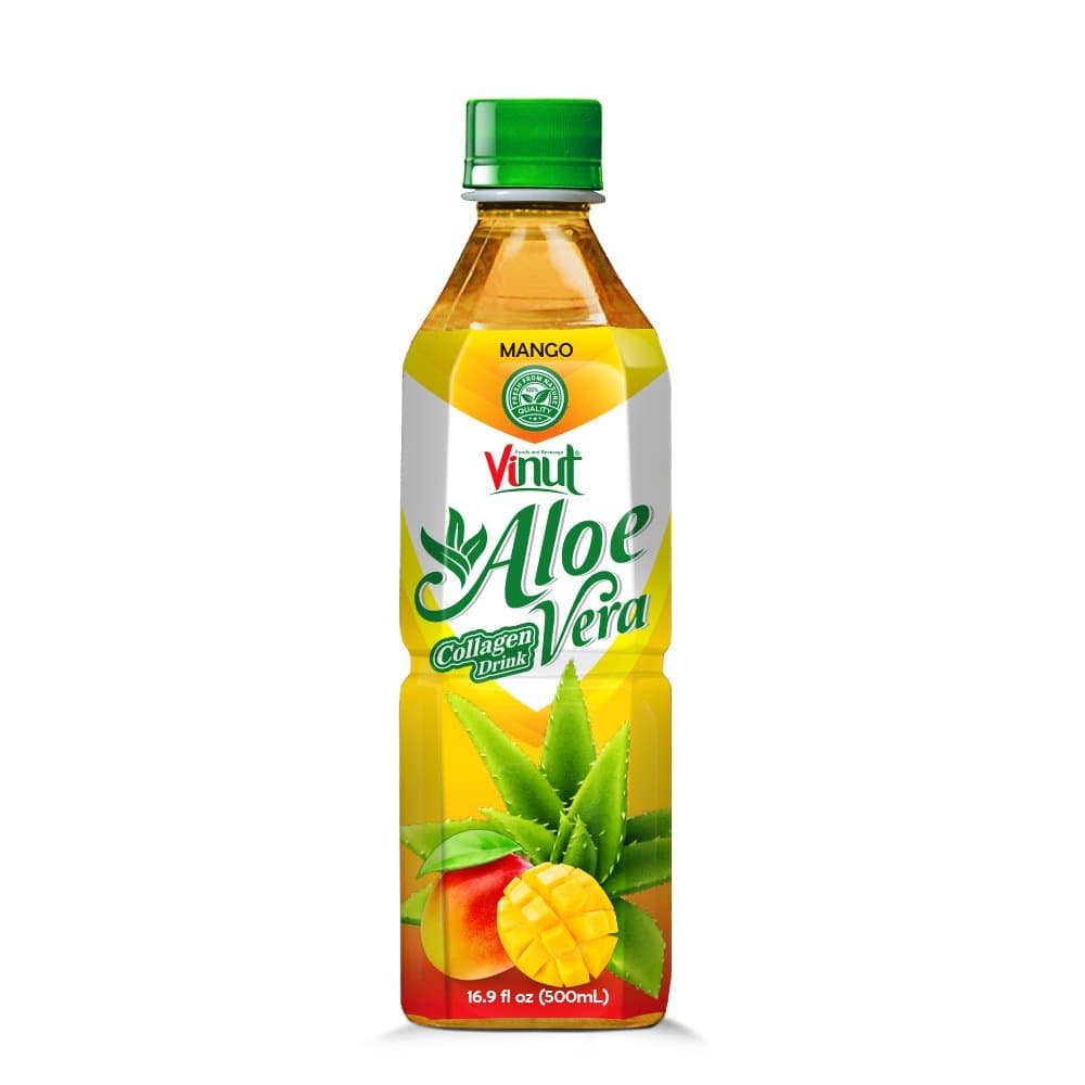 Vinut Aloe Vera Collagen Drink, Mango Flavor, Premium Quality, PET Bottle, 16.9 fl oz (500mL)