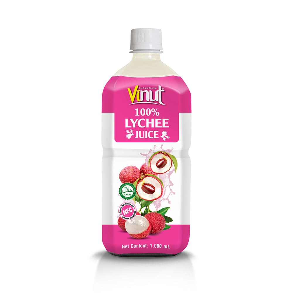 VINUT 100% Lychee Juice, NFC, Halal, PET Bottle, (1000 mL)