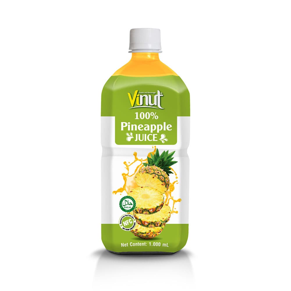 VINUT 100% Pineapple Juice, NFC, Halal, PET Bottle, (1000 mL)
