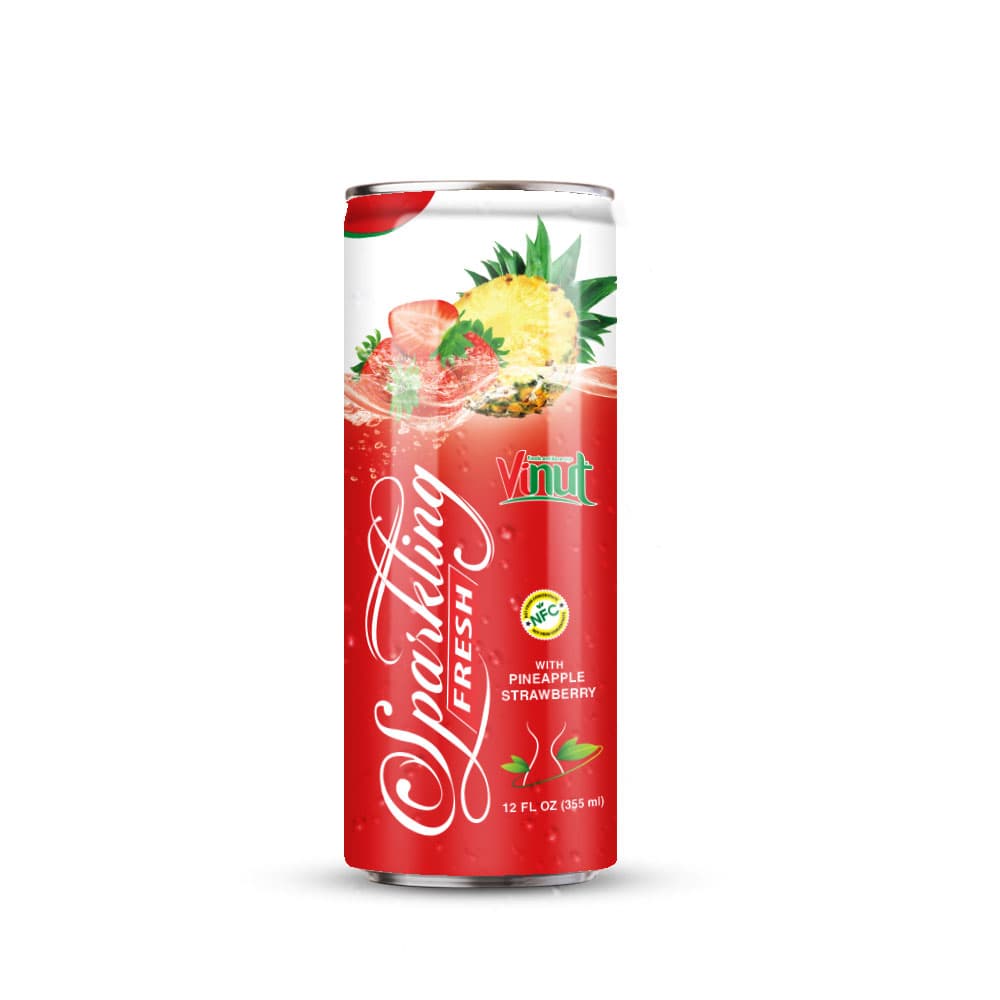 VINUT Sparkling Fresh Pineapple Strawberry, NFC, Slim Can, 12 fl oz (355 mL)