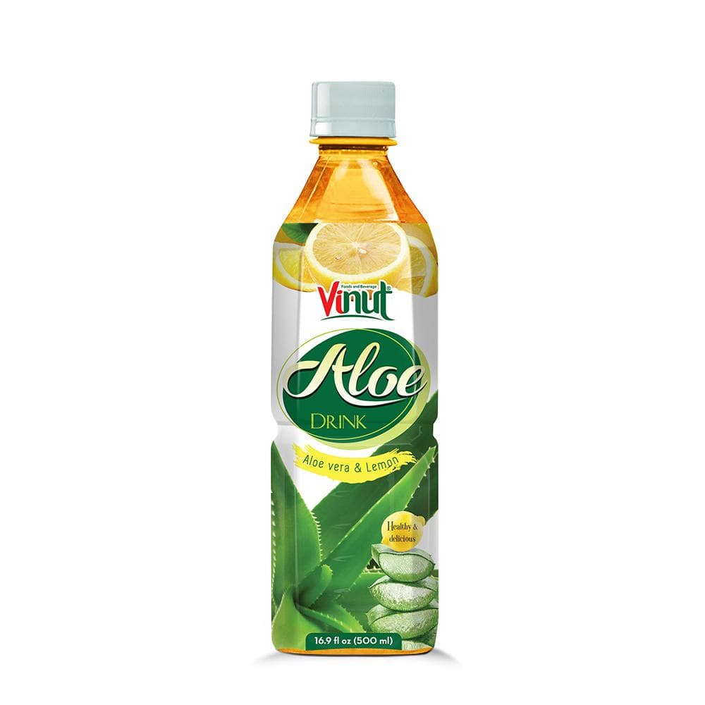Vinut Aloe Vera Drink, Lemon Flavor, Healthy & Delicious, PET Bottle, 16.9 fl oz (500 mL)