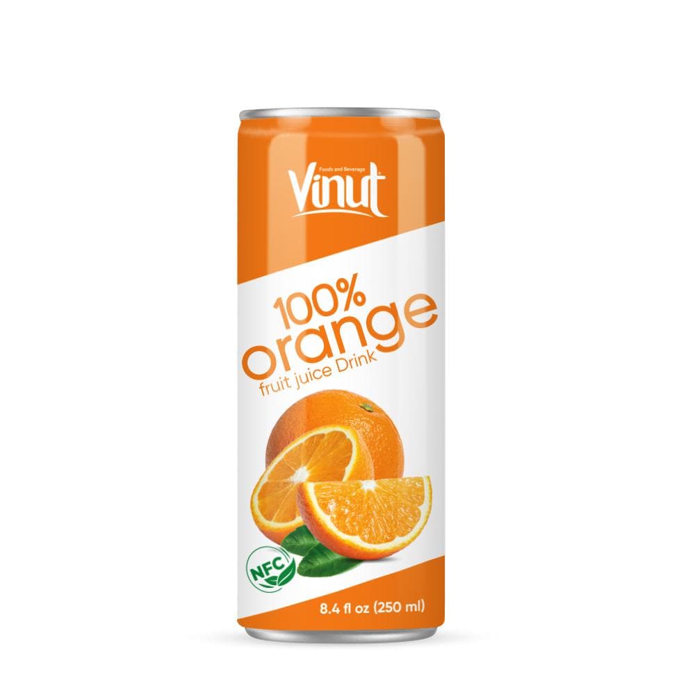 VINUT 100% Orange Fruit Juice Drink, NFC, Slim Can, 8.4 fl oz (250 mL)
