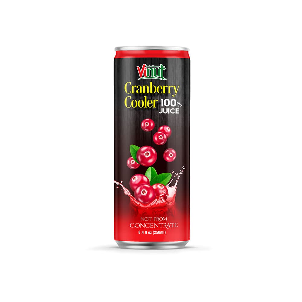 VINUT 100% Cranberry Cooler Juice, Not From Concentrate, Slim Can, 8.4 fl oz (250 mL)