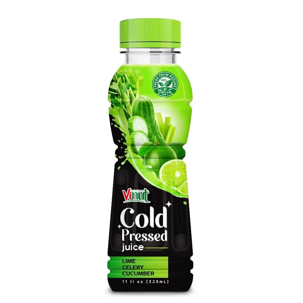 VINUT Lime Celery Cucumber Cold Pressed Juice, NFC 100% Fresh From Nature, PET Bottle, 11 fl oz (325 mL)