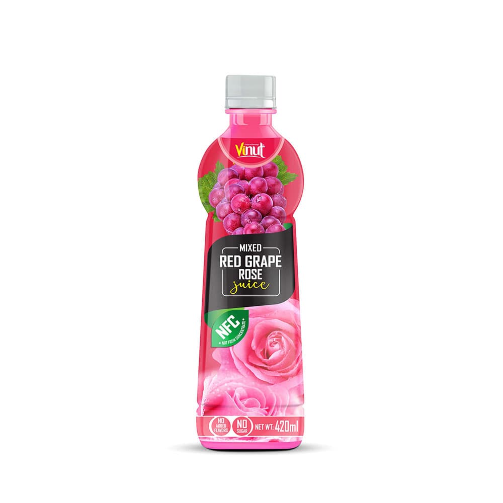 VINUT Mixed Red Grape Rose Juice, NFC, No Added Flavors, No Sugar, PET Bottle, 14.2 fl oz (420 mL)