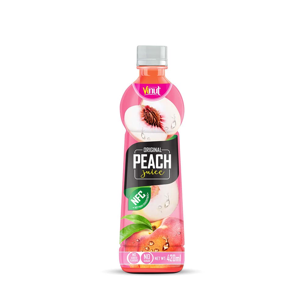 VINUT Original Peach Juice, NFC, No Added Flavors, No Added Sugar, PET Bottle, 420ml