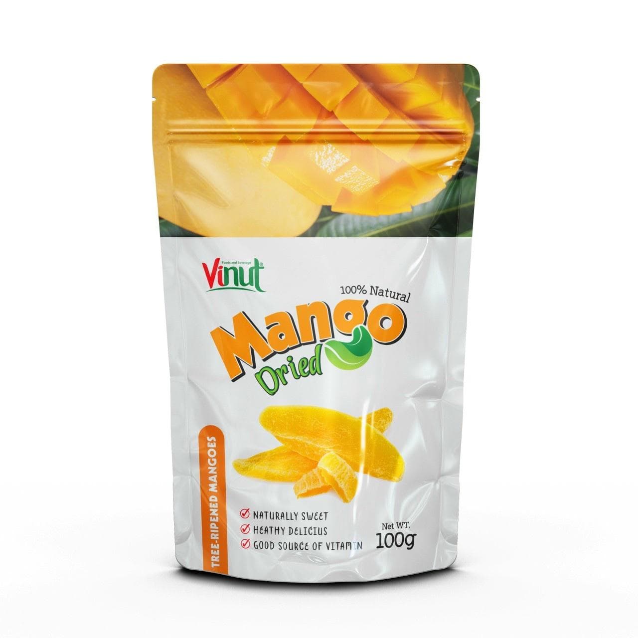 VINUT 100% Natural Mango Dried, Tree Ripened Mangoes, Naturally Sweet, Healthy Delicious, Good Source Of Vitamin, Pouch, (100g)