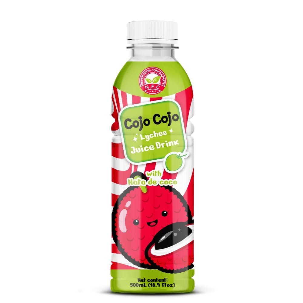 Cojo Cojo Lychee Juice Drink, With Nata de Coco, N.F.C, PET Bottle, 500mL (16.9 fl oz)