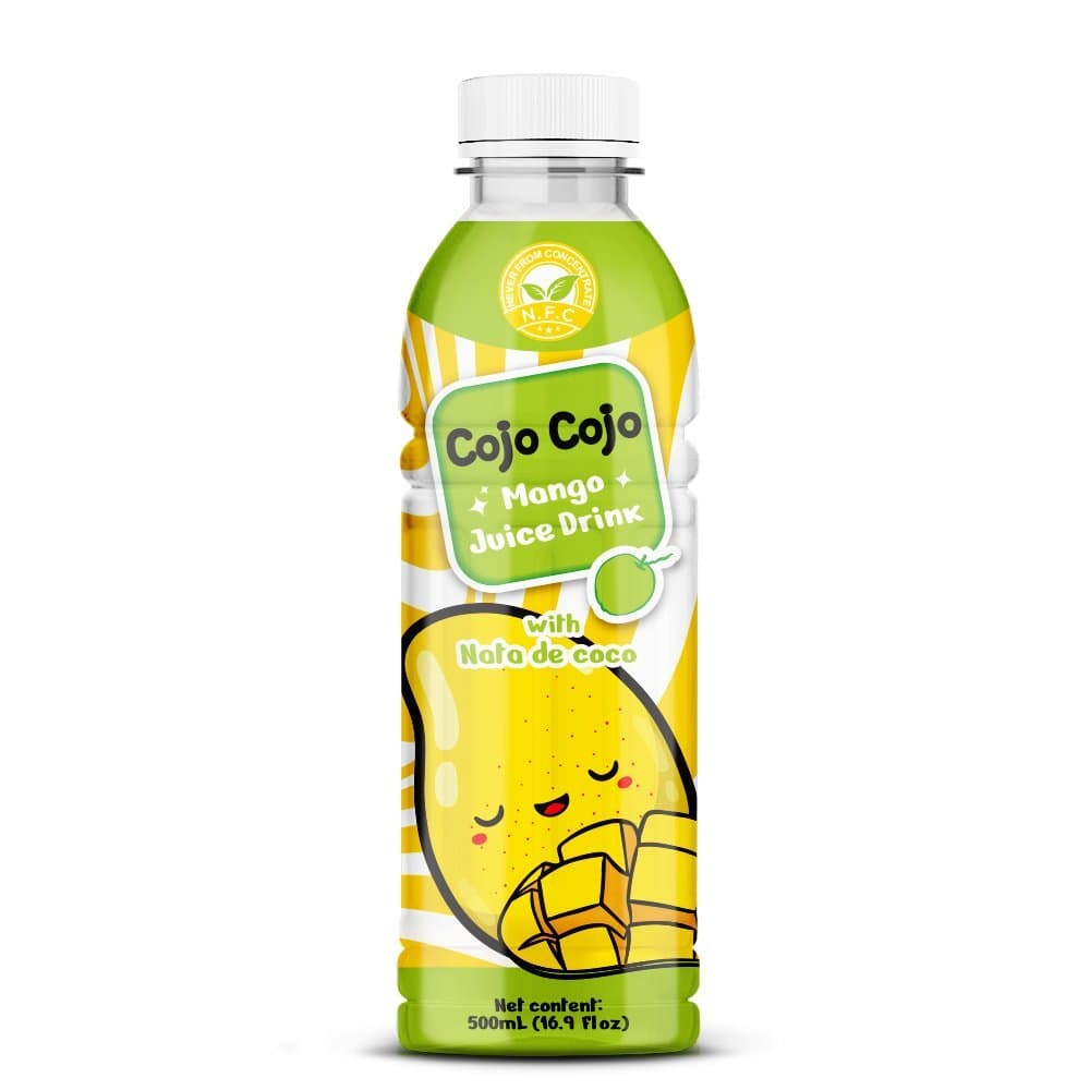 Cojo Cojo Mango Juice Drink, With Nata de Coco, N.F.C, PET Bottle, 500mL (16.9 fl oz)
