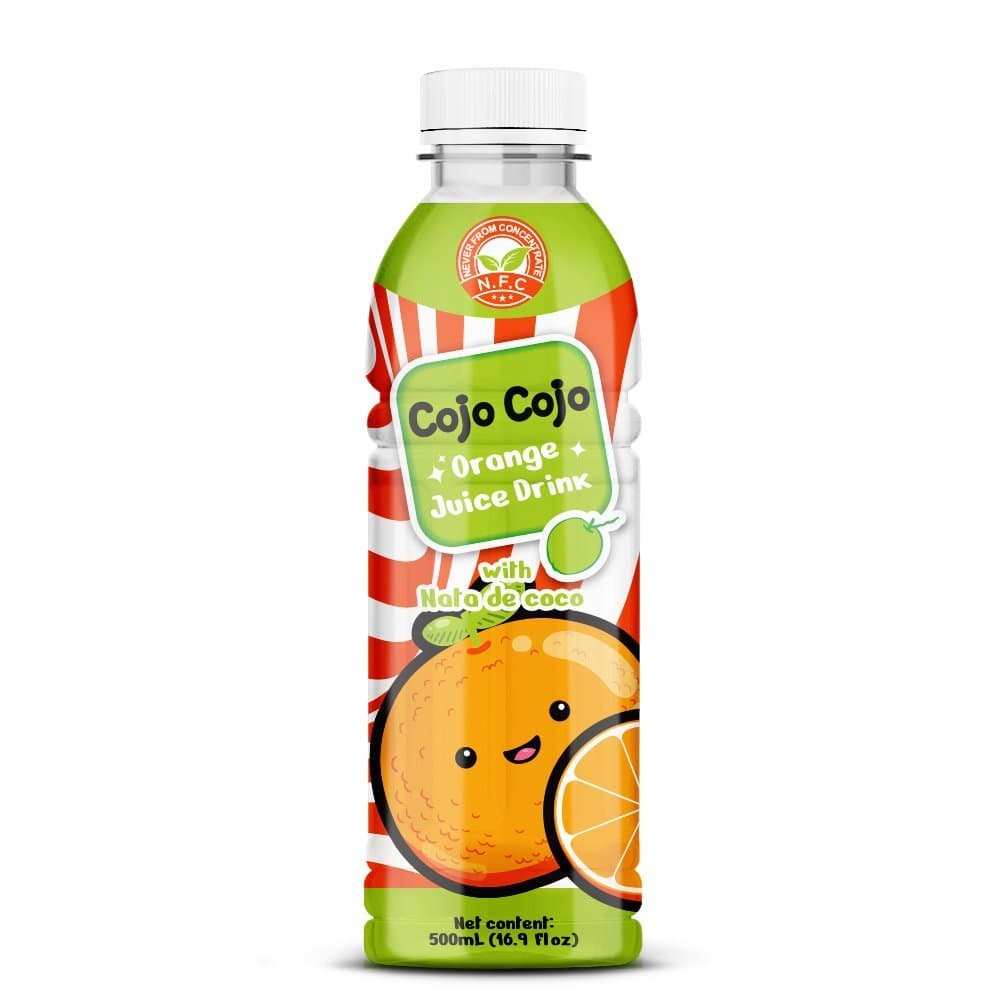 Cojo Cojo Orange Juice Drink, With Nata de Coco, N.F.C, PET Bottle, 500mL (16.9 fl oz)