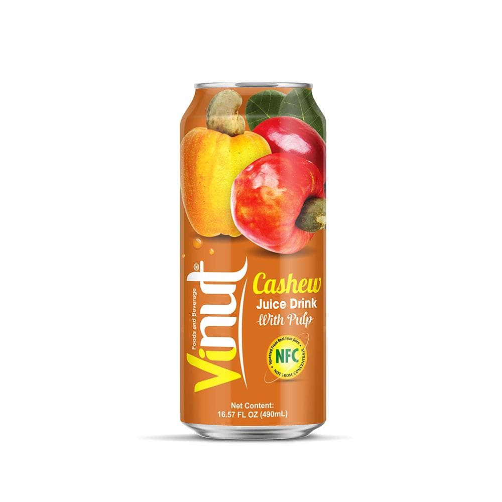 VINUT Cashew Juice Drink, With Pulp, NFC Squeezed From Real Fruit Juice Not From Concentrate, Can, 16.57 fl oz (490 mL)