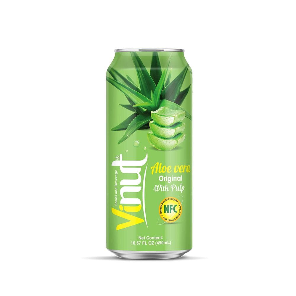 VINUT Aloe Vera Original Drink, With Pulp, NFC Squeezed From Real Aloe Vera Not From Concentrate, Can, 16.57 fl oz (490 mL)