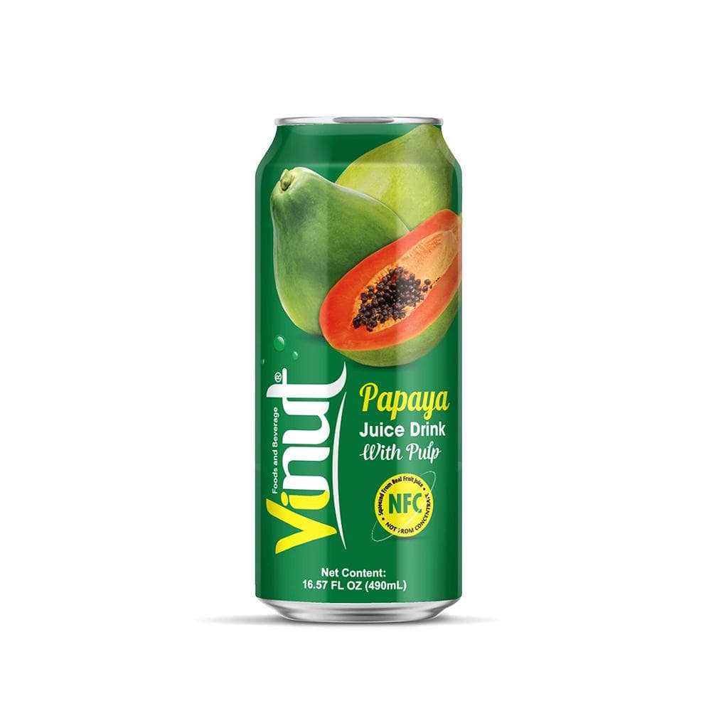 VINUT Papaya Juice Drink, With Pulp, NFC Squeezed From Real Fruit Juice Not From Concentrate, Can, 16.57 fl oz (490 mL)