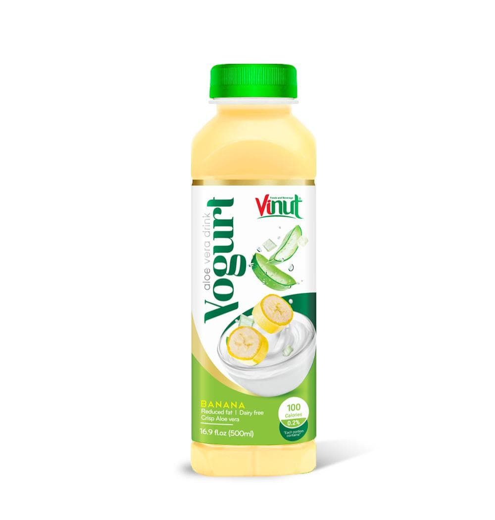Vinut Banana Yogurt Aloe Vera Drink, Reduced Fat, Dairy Free, Crisp Aloe Vera, 100 Calories, PP Bottle, 16.9 fl oz (500 mL)