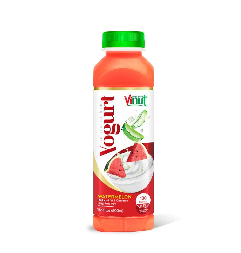 Vinut Watermelon Yogurt Aloe Vera Drink, Reduced Fat, Dairy Free, Crisp Aloe Vera, 100 Calories, PP Bottle, 16.9 fl oz (500 mL) view 1