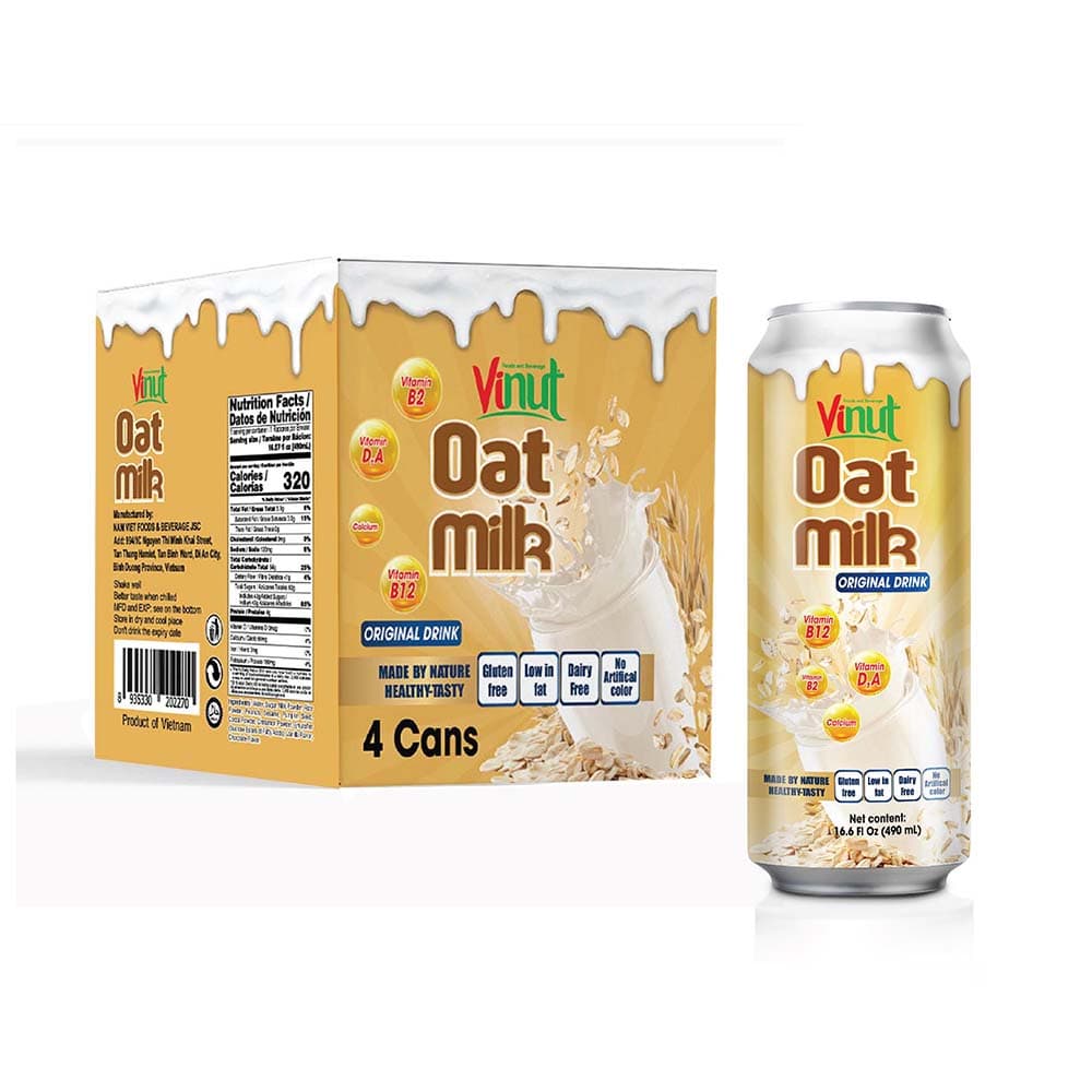 Box 4 Cans 16.6 fl oz Vinut Oat milk drink (Gluten free, Low-fat, Dairy free, No Artificial Color)