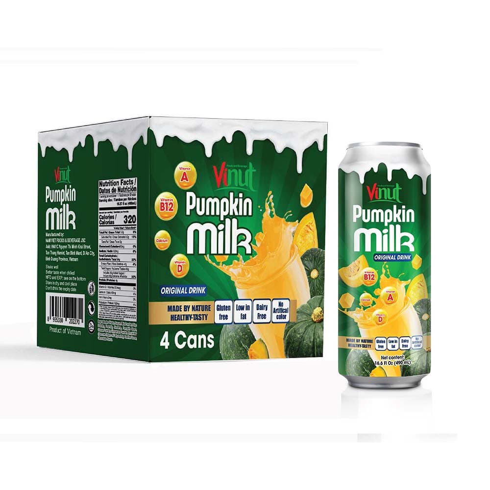 Box 4 Cans 16.6 fl oz Vinut Pumpkin milk drink (Gluten free, Low-fat, Dairy free, No Artificial Color)