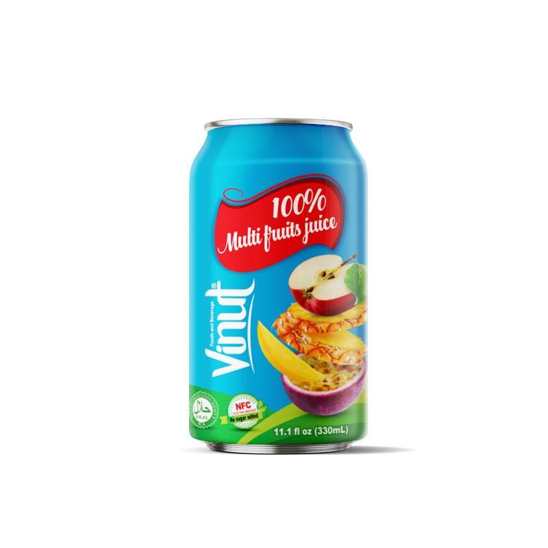 VINUT 100% Multi Fruits Juice, Halal, NFC, No Sugar Added, Can, 11.1 fl oz (330 mL)
