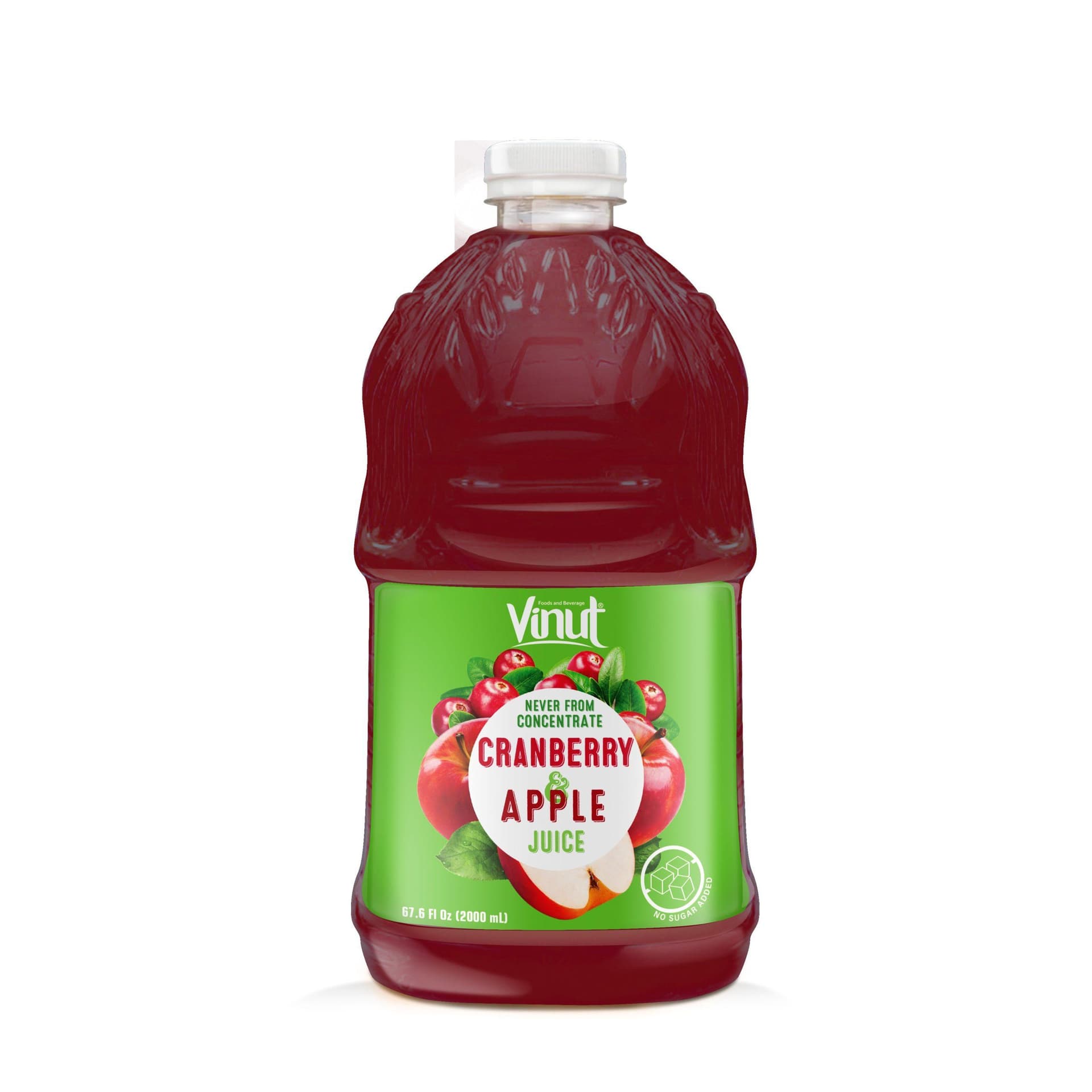 VINUT Cranberry Apple Juice, Never From Concentrate, No Sugar Added, PET Bottle, 67.6 Fl Oz (2000 mL)
