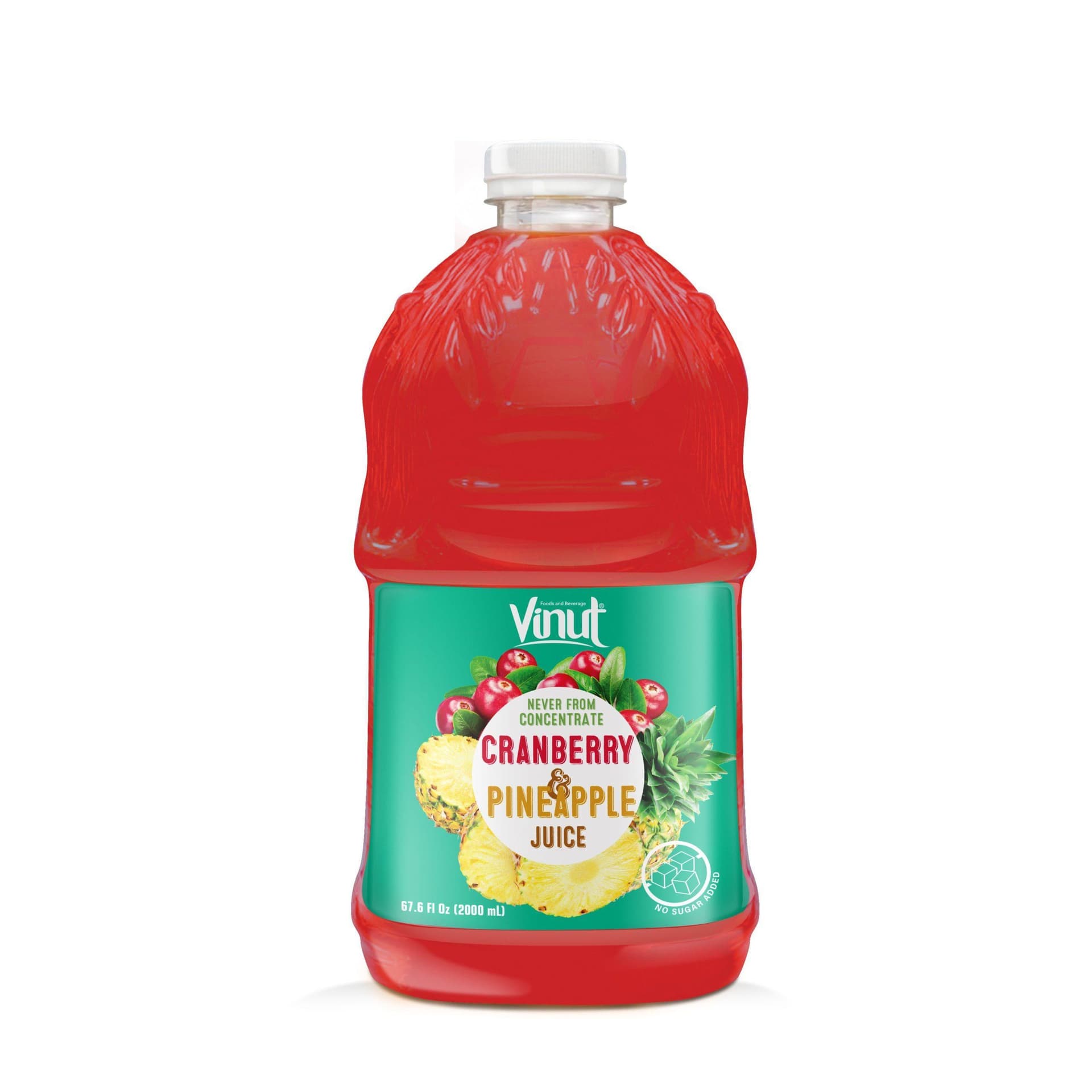 VINUT Cranberry Pineapple Juice, Never From Concentrate, No Sugar Added, PET Bottle, 67.6 Fl Oz (2000 mL)