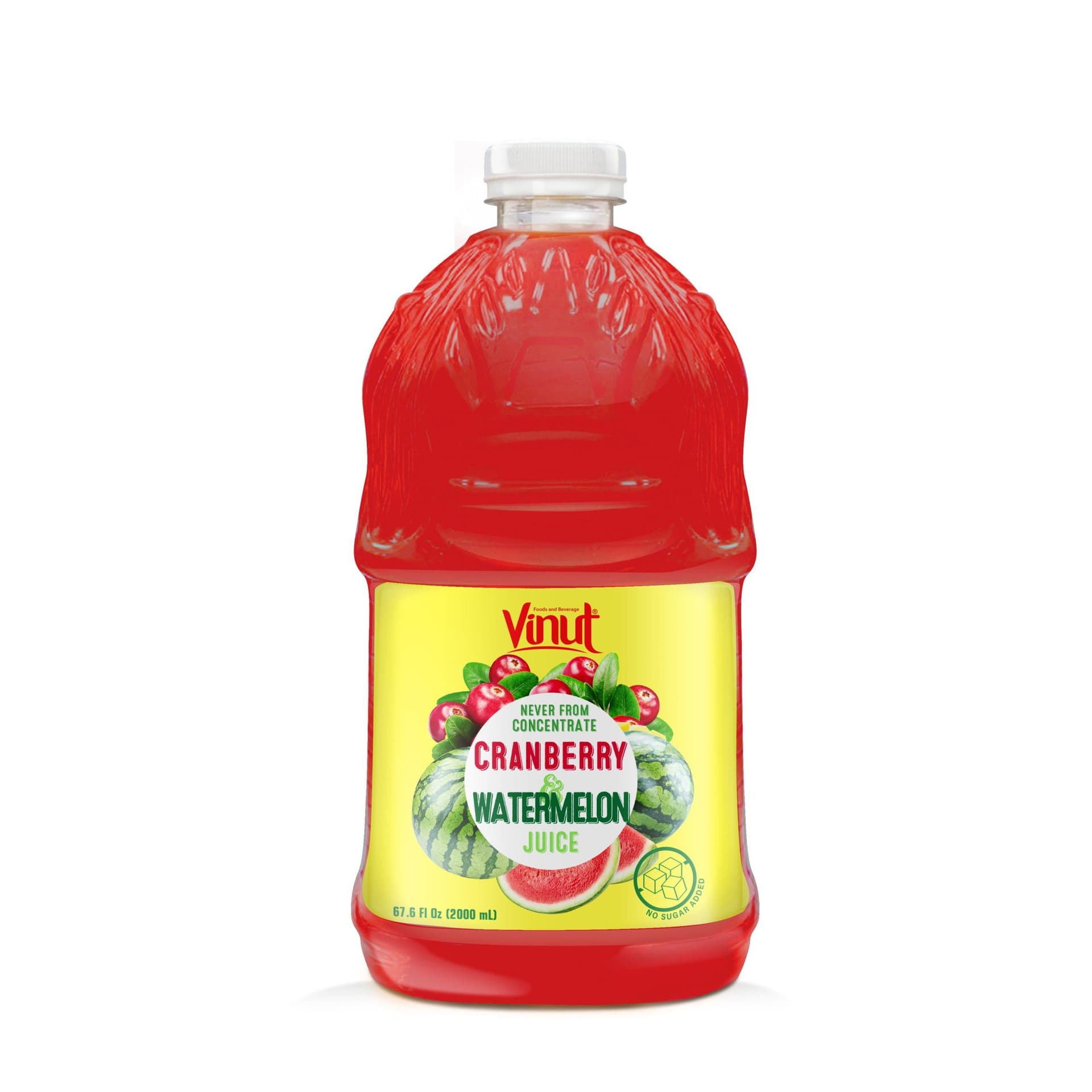VINUT Cranberry Watermelon Juice, Never From Concentrate, No Sugar Added, PET Bottle, 67.6 Fl Oz (2000 mL)