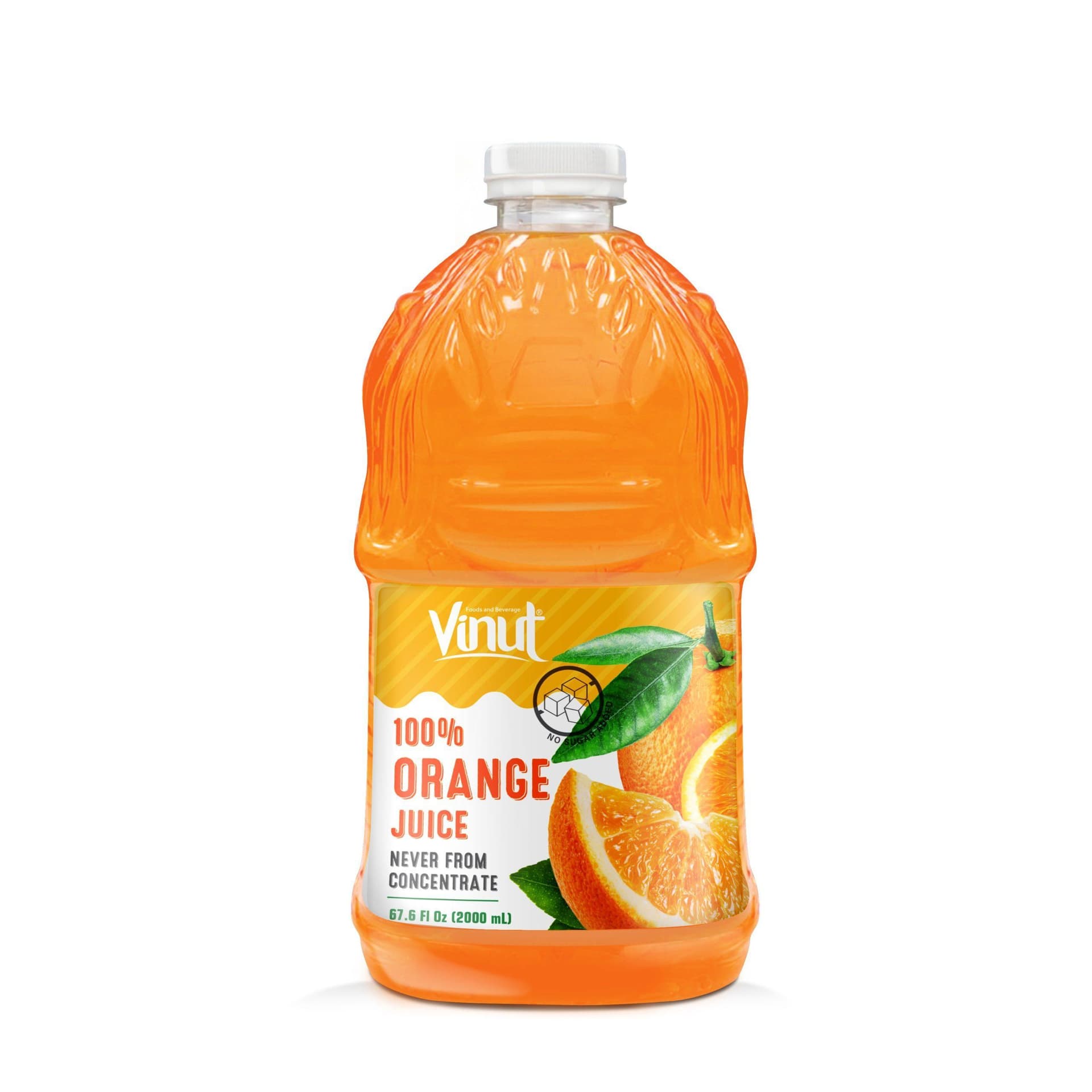 VINUT 100% Orange Juice, No Sugar Added, Never From Concentrate, PET Bottle, 67.6 Fl Oz (2000 mL)