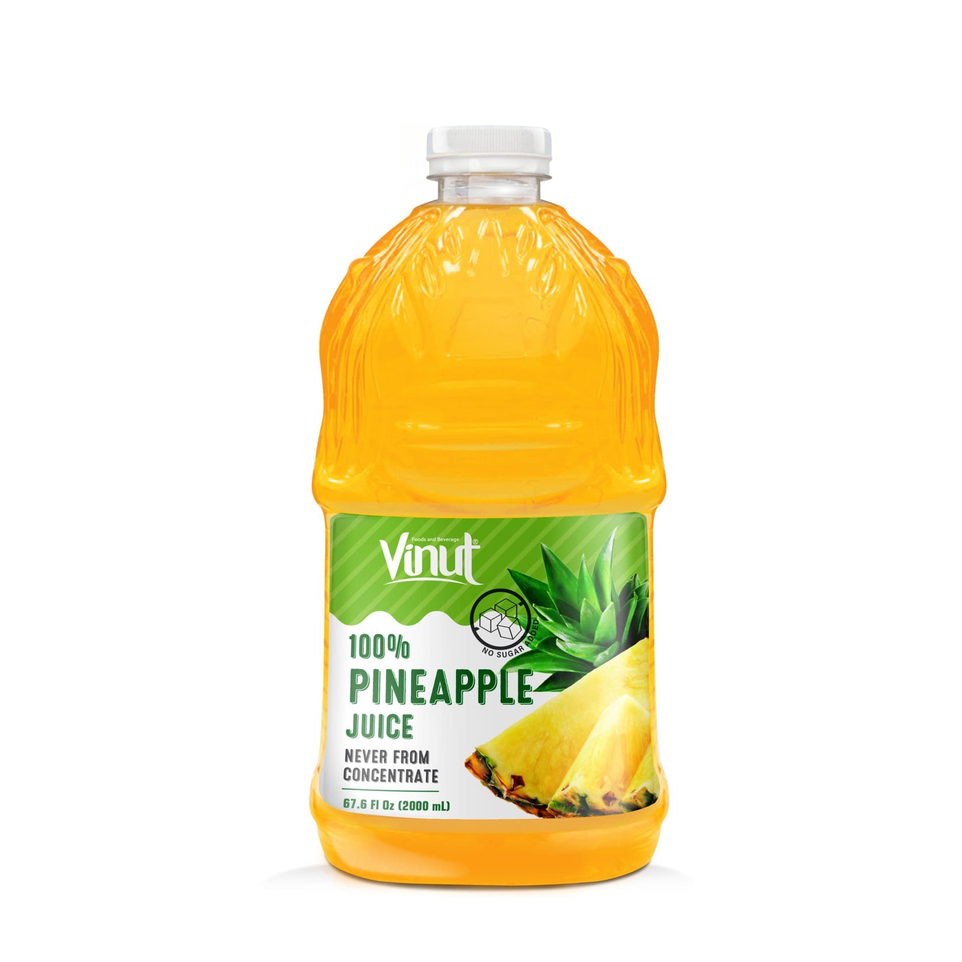 VINUT 100% Pineapple Juice, No Sugar Added, Never From Concentrate, PET Bottle, 67.6 Fl Oz (2000 mL)