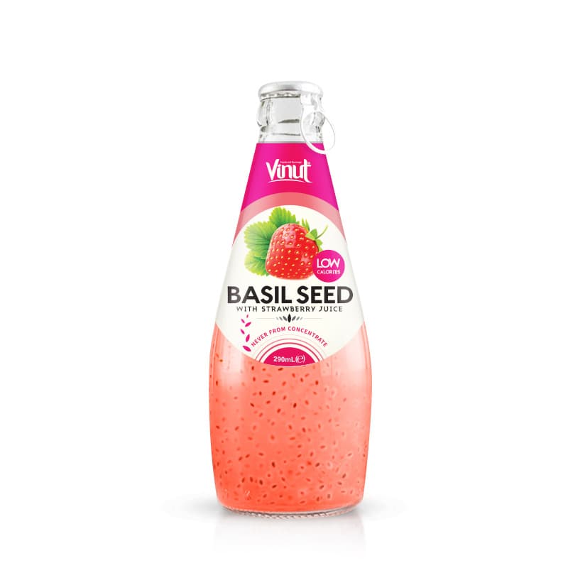 290ml Vinut Basil seed drink with Strawberry Juice (No Sugar Added)