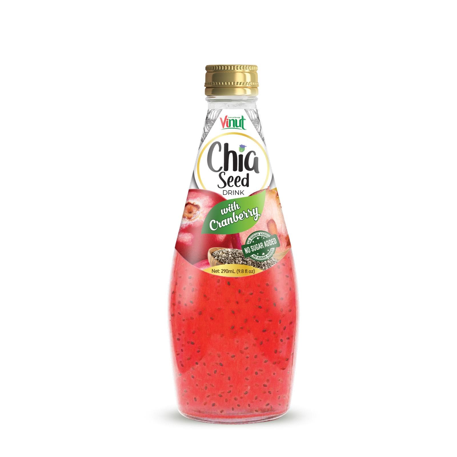 9.8 fl oz Vinut Chia Seed Drink with Cranberry (no sugar added)
