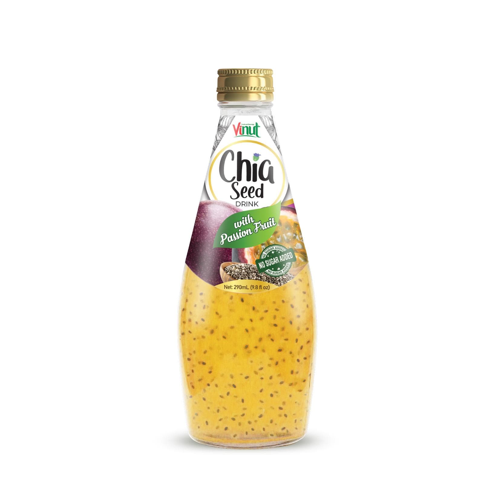 9.8 fl oz Vinut Chia Seed Drink with Passion Fruit (no sugar added)
