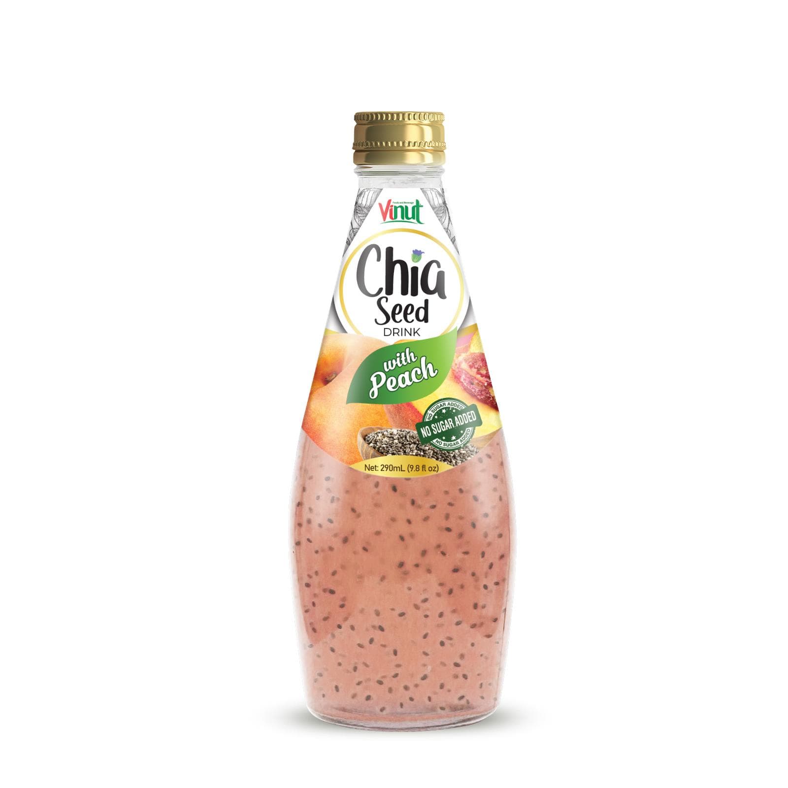 9.8 fl oz Vinut Chia Seed Drink with Peach (no sugar added)