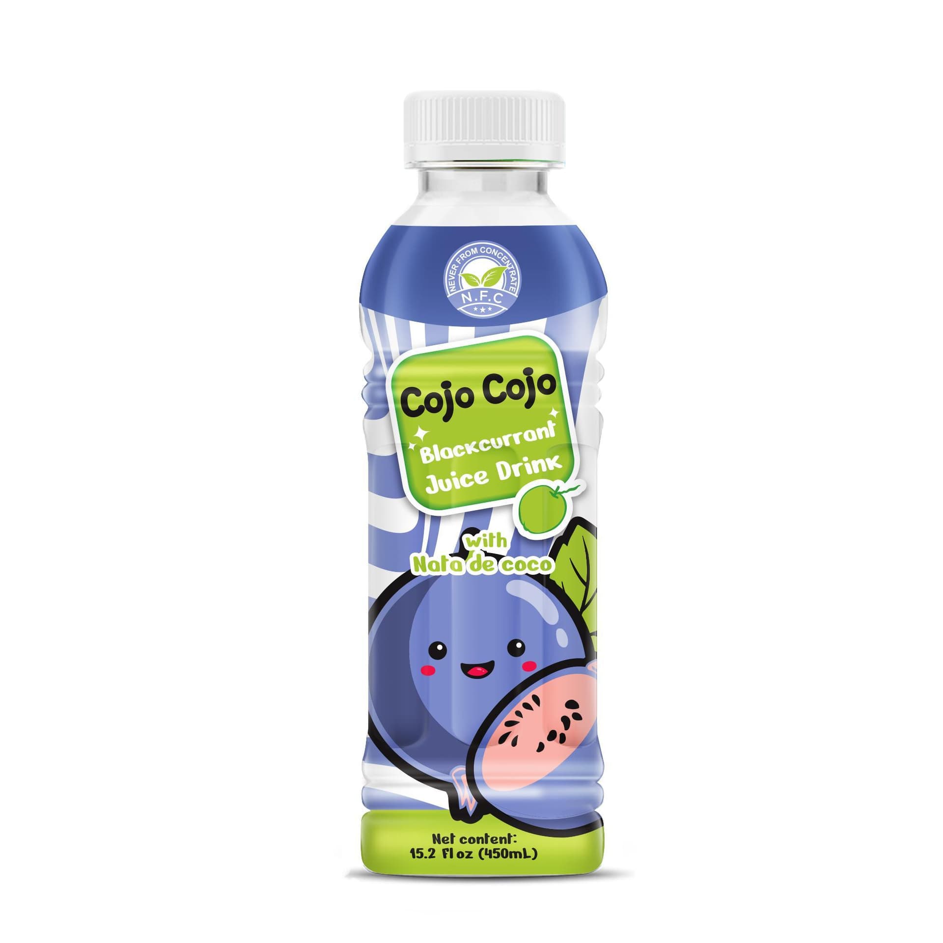 VINUT Blackcurrant Juice Drink, With Nata De Coco, Never From Concentrate NFC, PET Bottle, 15.2 fl oz (450 mL)