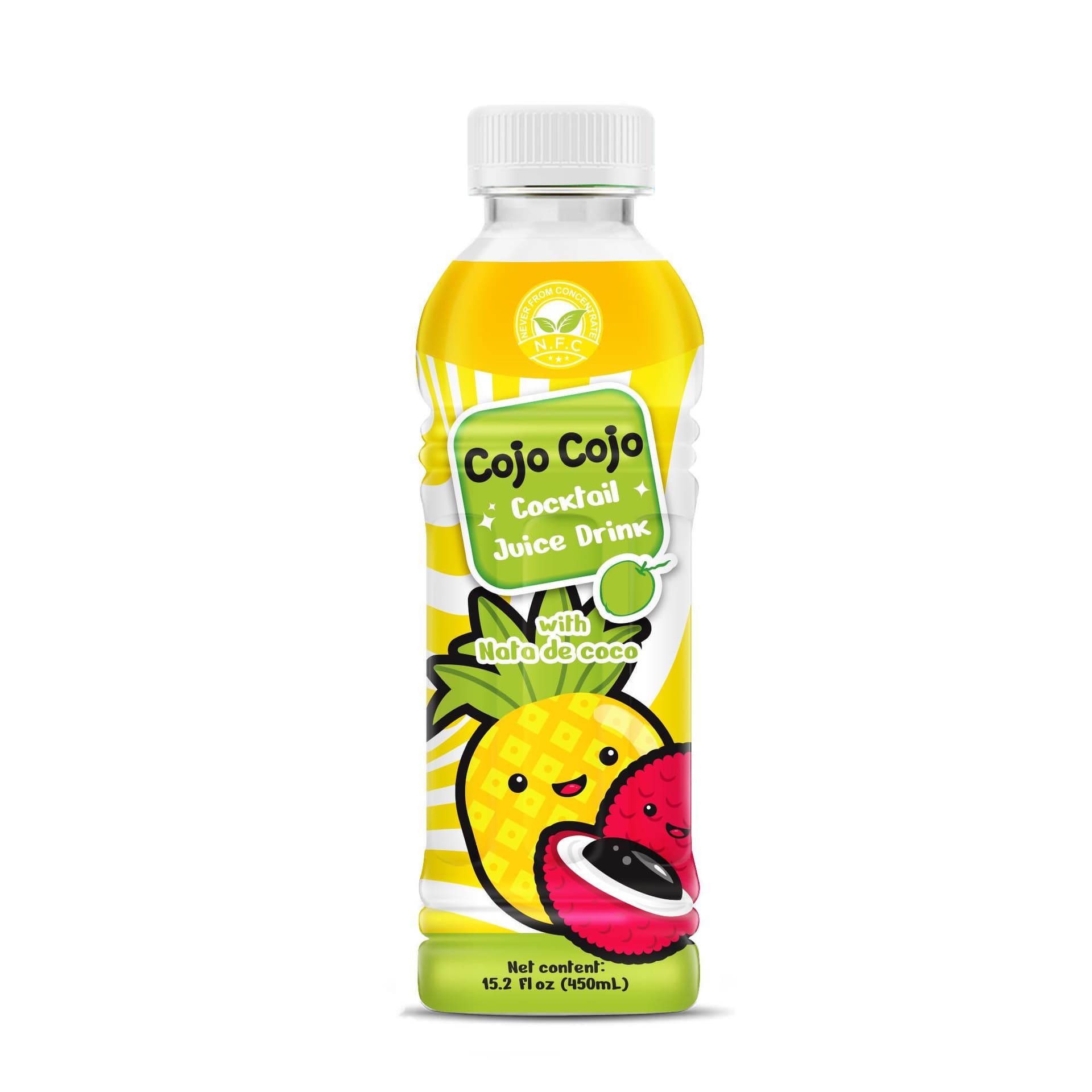 VINUT Cocktail Juice Drink, With Nata De Coco, Never From Concentrate NFC, PET Bottle, 15.2 fl oz (450 mL)