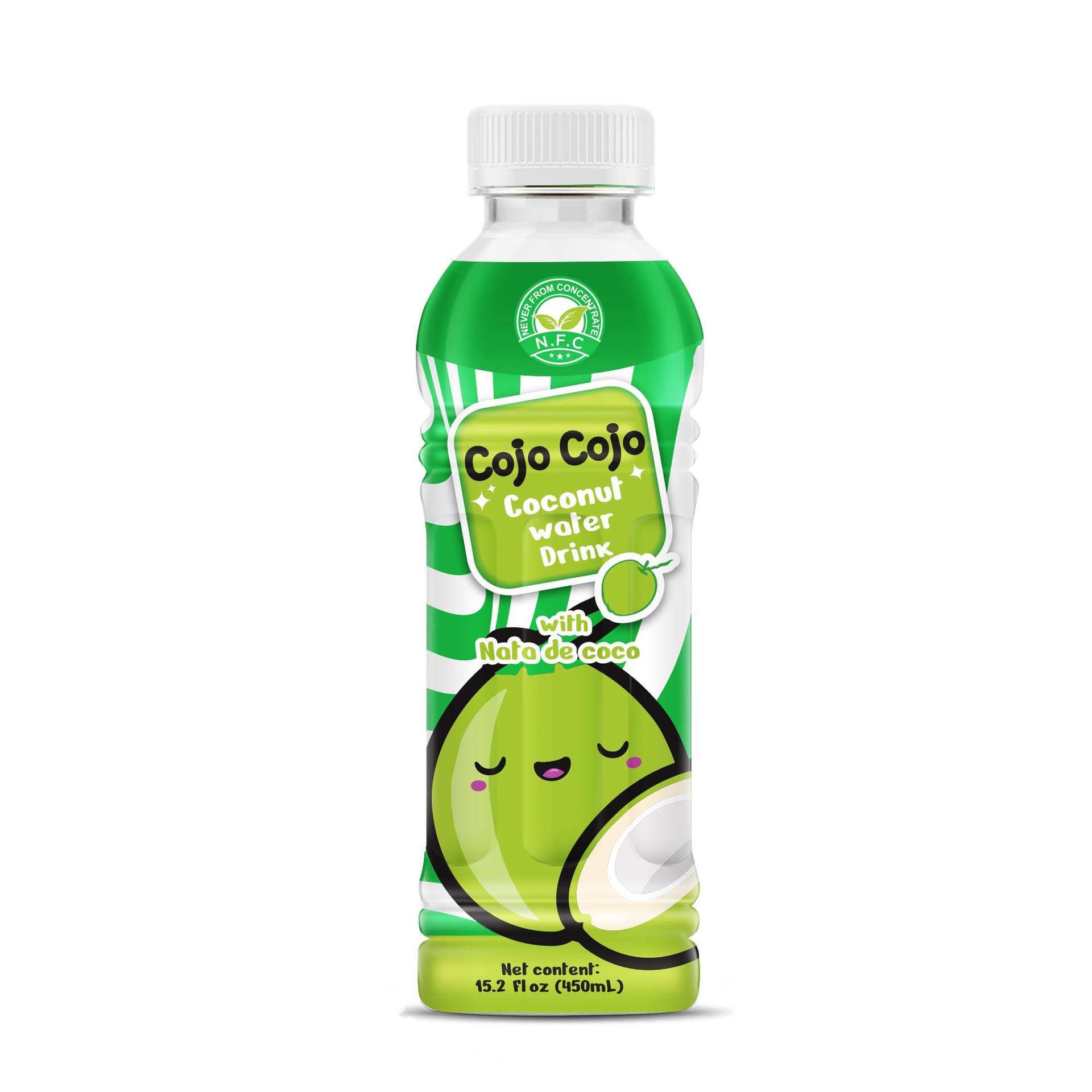VINUT Coconut Water Drink, With Nata De Coco, Never From Concentrate NFC, PET Bottle, 15.2 fl oz (450 mL)