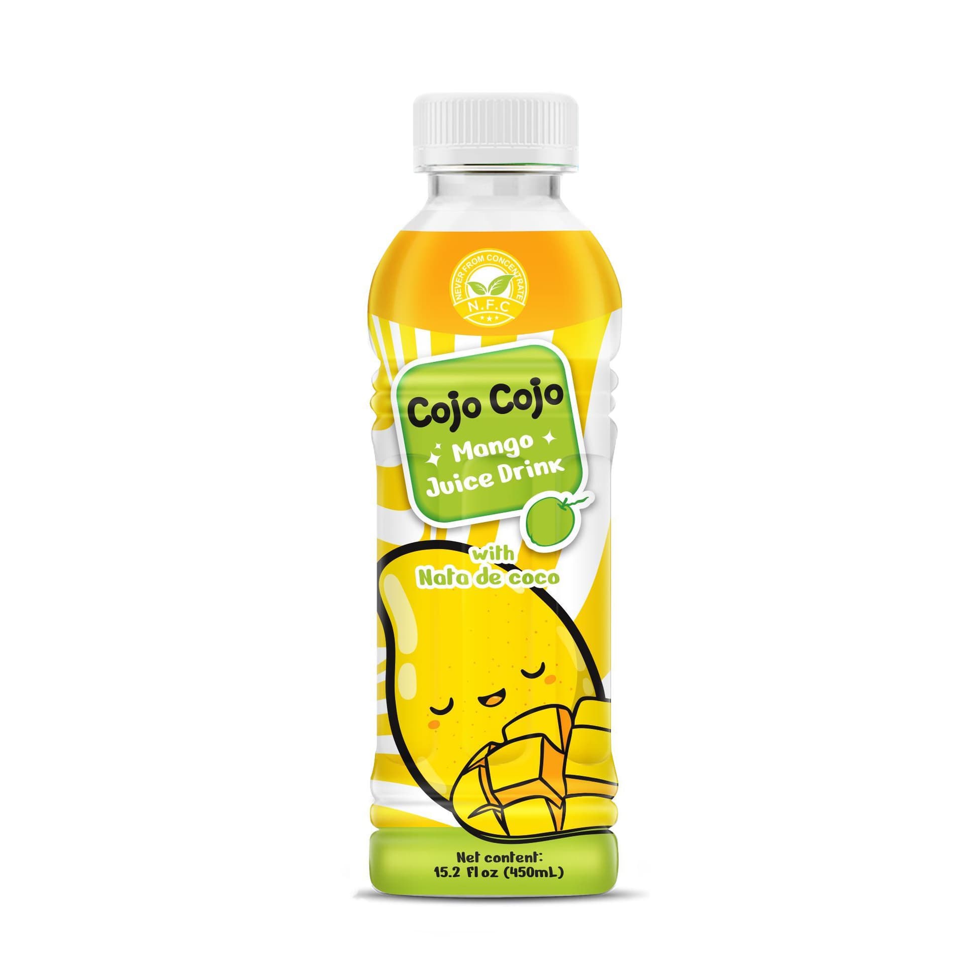 VINUT Mango Juice Drink, With Nata De Coco, Never From Concentrate NFC, PET Bottle, 15.2 fl oz (450 mL)