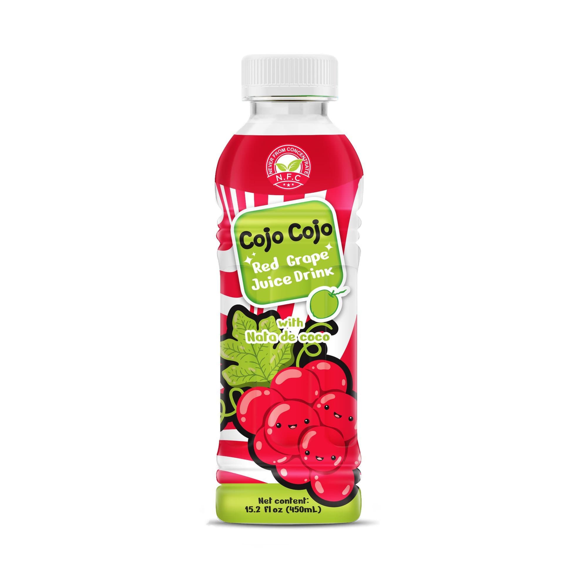 VINUT Red Grape Juice Drink, With Nata De Coco, Never From Concentrate NFC, PET Bottle, 15.2 fl oz (450 mL)
