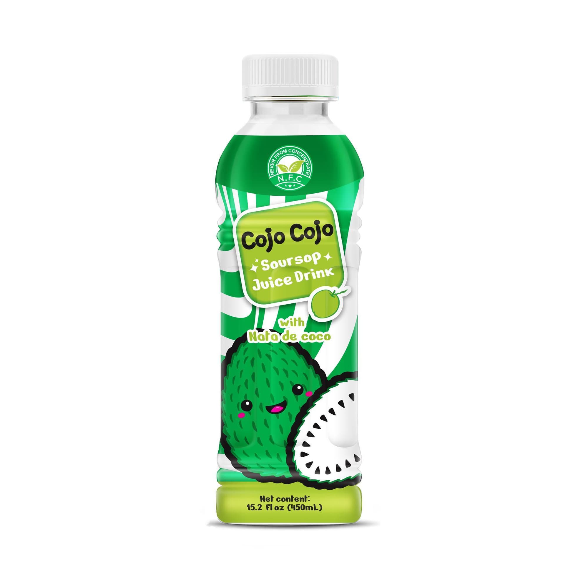VINUT Soursop Juice Drink, With Nata De Coco, Never From Concentrate NFC, PET Bottle, 15.2 fl oz (450 mL)