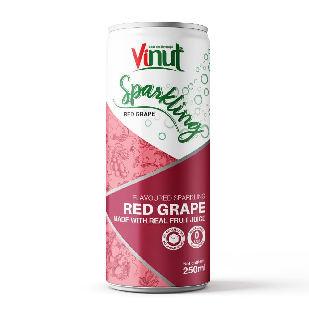 VINUT 250ml Red Grape Sparkling water Vitamin C 200% Made with Real Fruit Juice (No Sugar added)