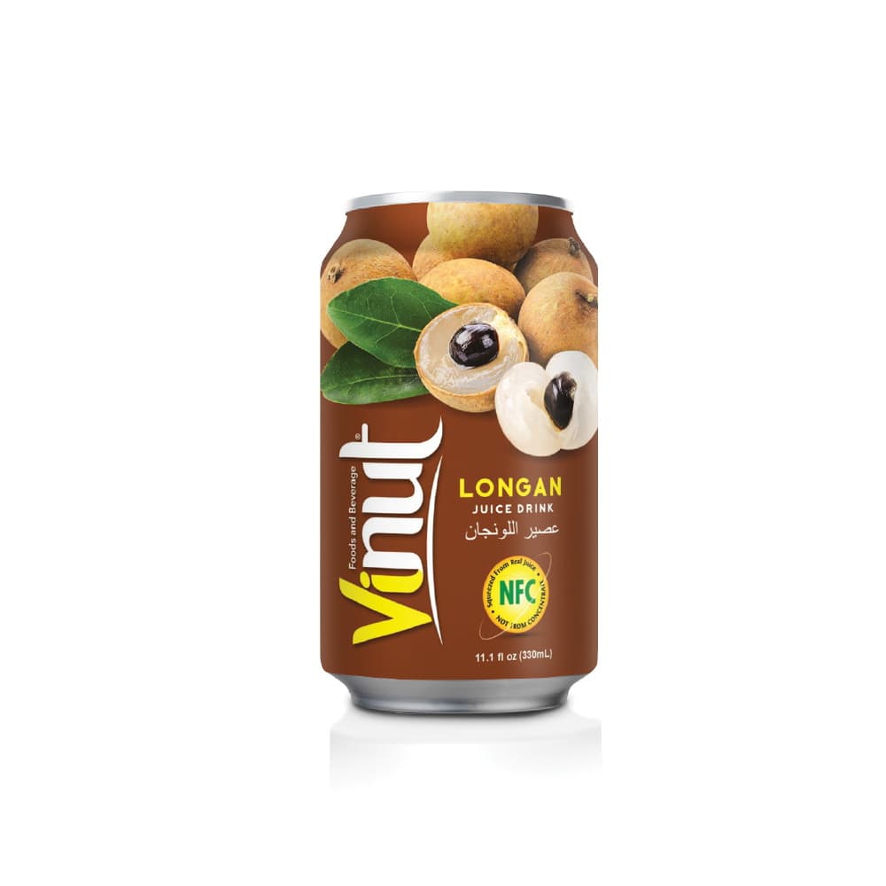VINUT Longan Juice Drink, NFC Squeezed From Real Juice Not From Concentrate, Can, 11.1 fl oz (330 mL) view 1