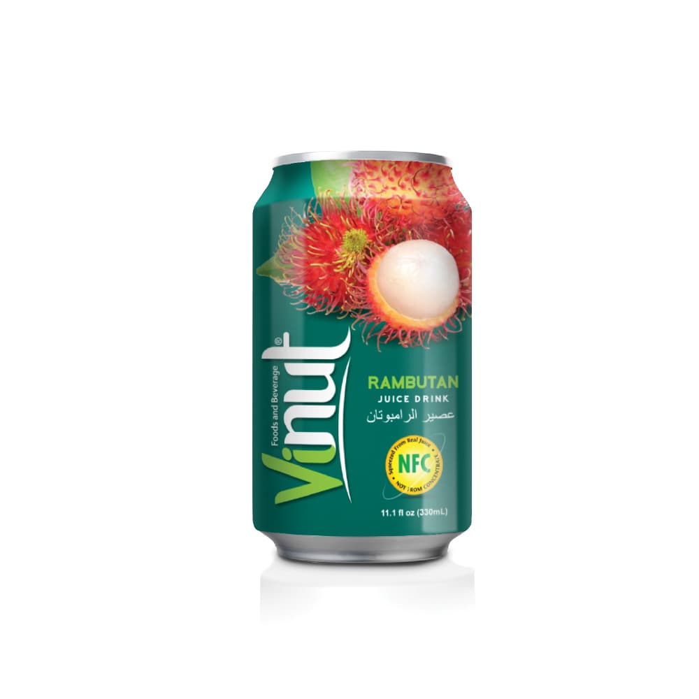 VINUT Rambutan Juice Drink, NFC Squeezed From Real Juice Not From Concentrate, Can, 11.1 fl oz (330 mL)
