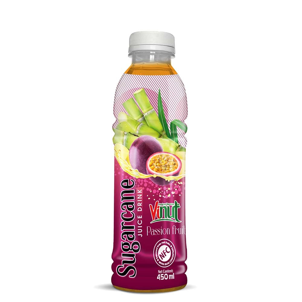 VINUT Sugarcane Juice Drink Passion fruit, NFC, PET Bottle, 450ml