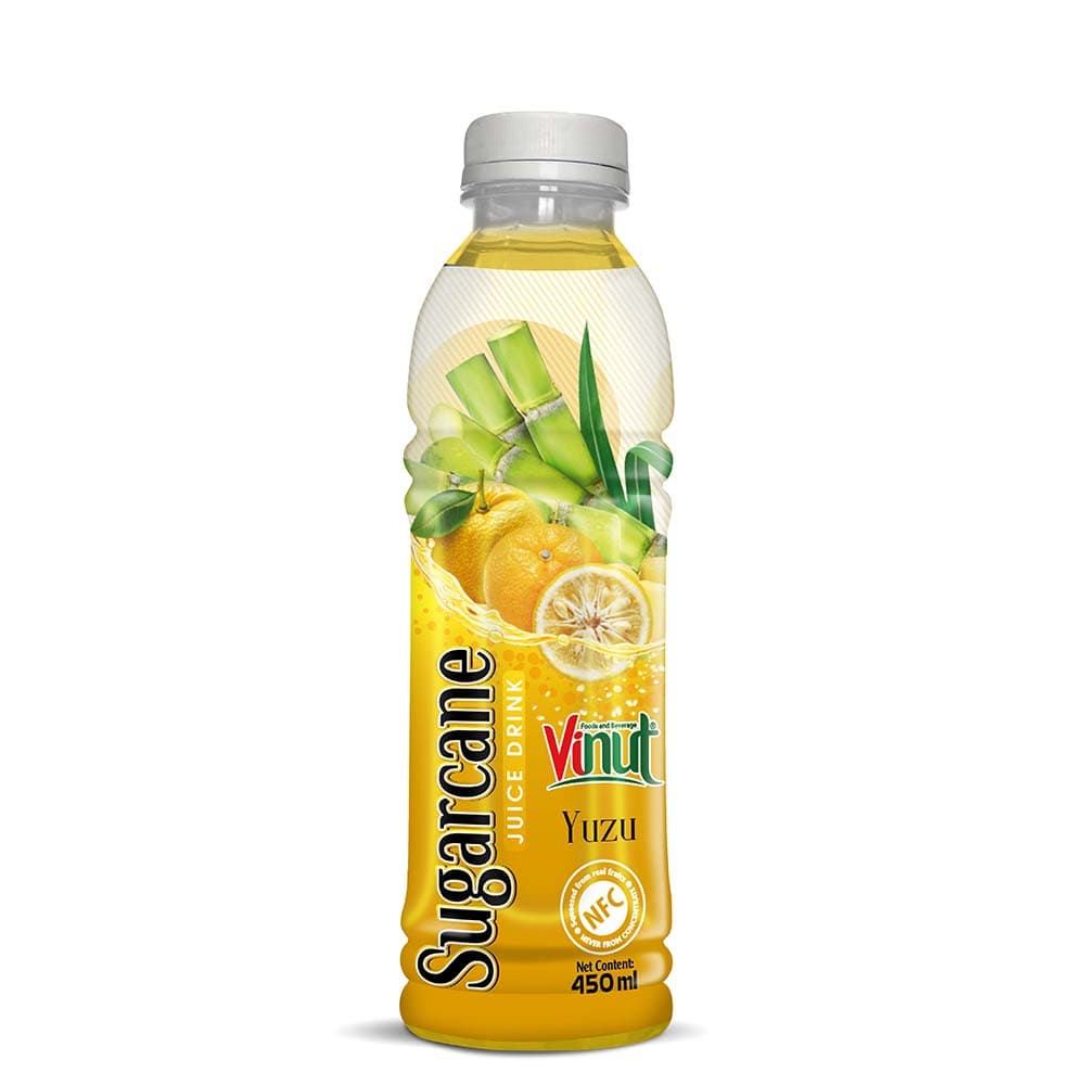 VINUT Sugarcane Juice Drink Yuzu, NFC, PET Bottle, 450ml