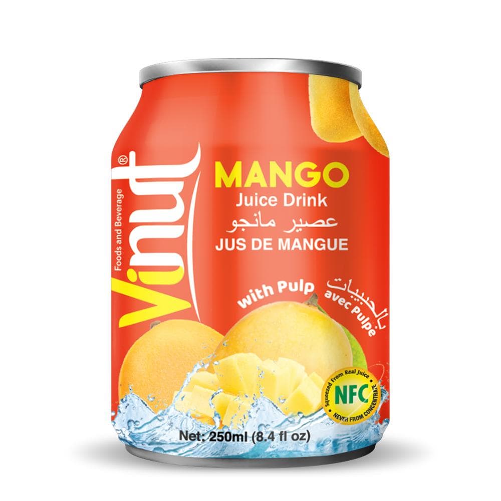 VINUT Mango Juice Drink, With Pulp, NFC Squeezed From Real Juice Not From Concentrate, Short Can, 8.4 fl oz (250 mL)